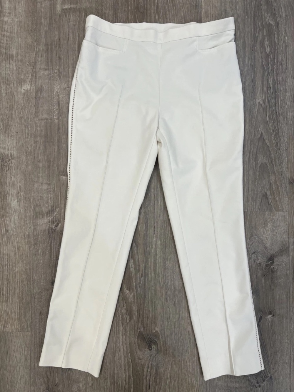 Akris Punto Womens Ivory Cotton Bleand Mid rise Cropped Pants Size 8